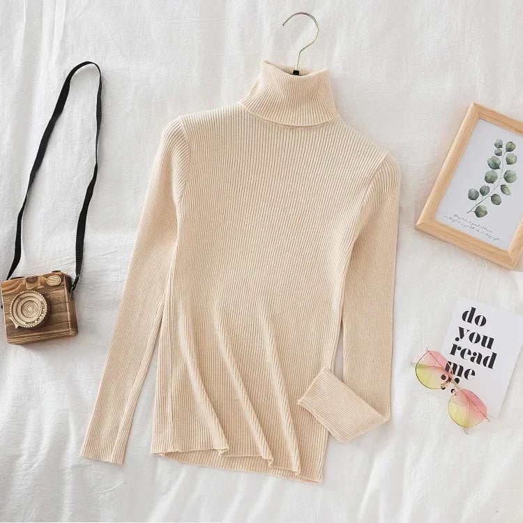 "Soft Elegance – Cozy Turtleneck Knit Sweater for Effortless Autumn & Winter Style"