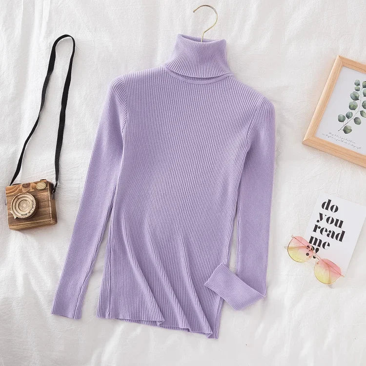 "Soft Elegance – Cozy Turtleneck Knit Sweater for Effortless Autumn & Winter Style"
