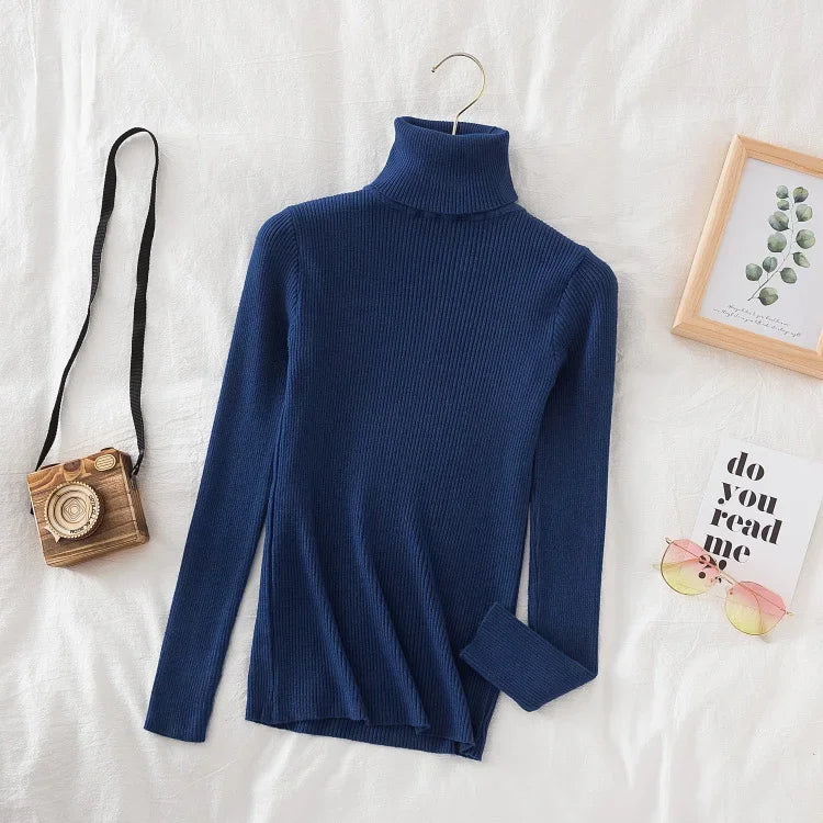 "Soft Elegance – Cozy Turtleneck Knit Sweater for Effortless Autumn & Winter Style"