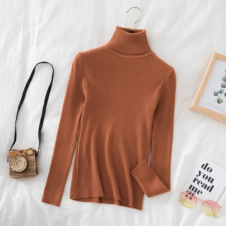 "Soft Elegance – Cozy Turtleneck Knit Sweater for Effortless Autumn & Winter Style"