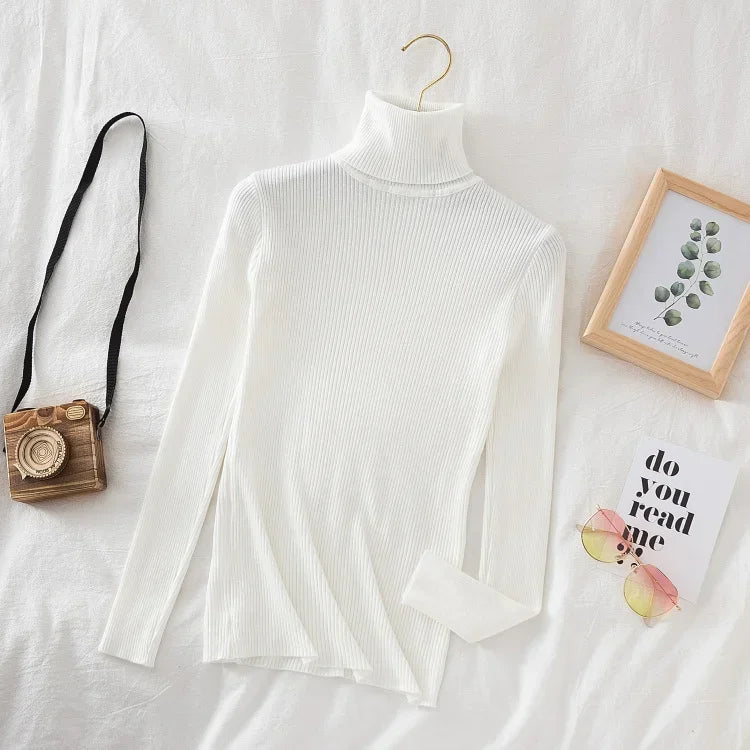 "Soft Elegance – Cozy Turtleneck Knit Sweater for Effortless Autumn & Winter Style"