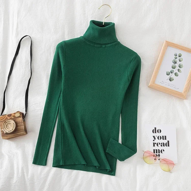 "Soft Elegance – Cozy Turtleneck Knit Sweater for Effortless Autumn & Winter Style"