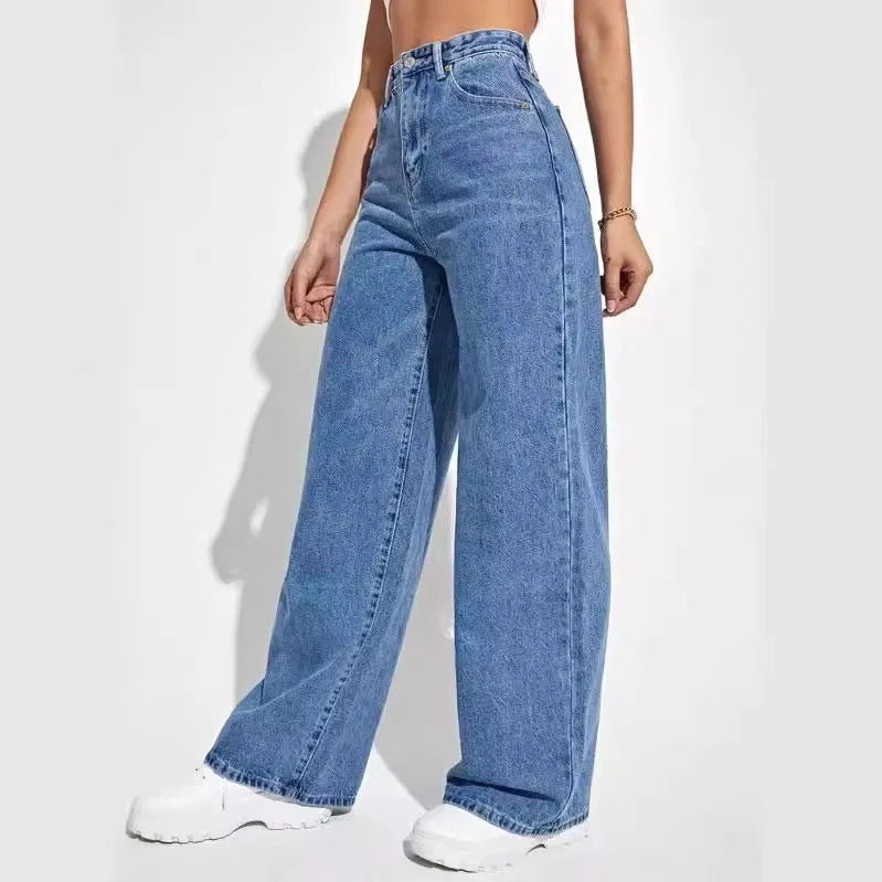 "Vintage Vibes – High-Waist Wide-Leg Jeans for Effortless Y2K Chic & Everyday Comfort"