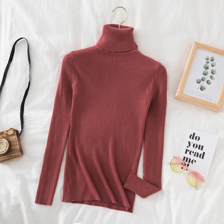 "Soft Elegance – Cozy Turtleneck Knit Sweater for Effortless Autumn & Winter Style"