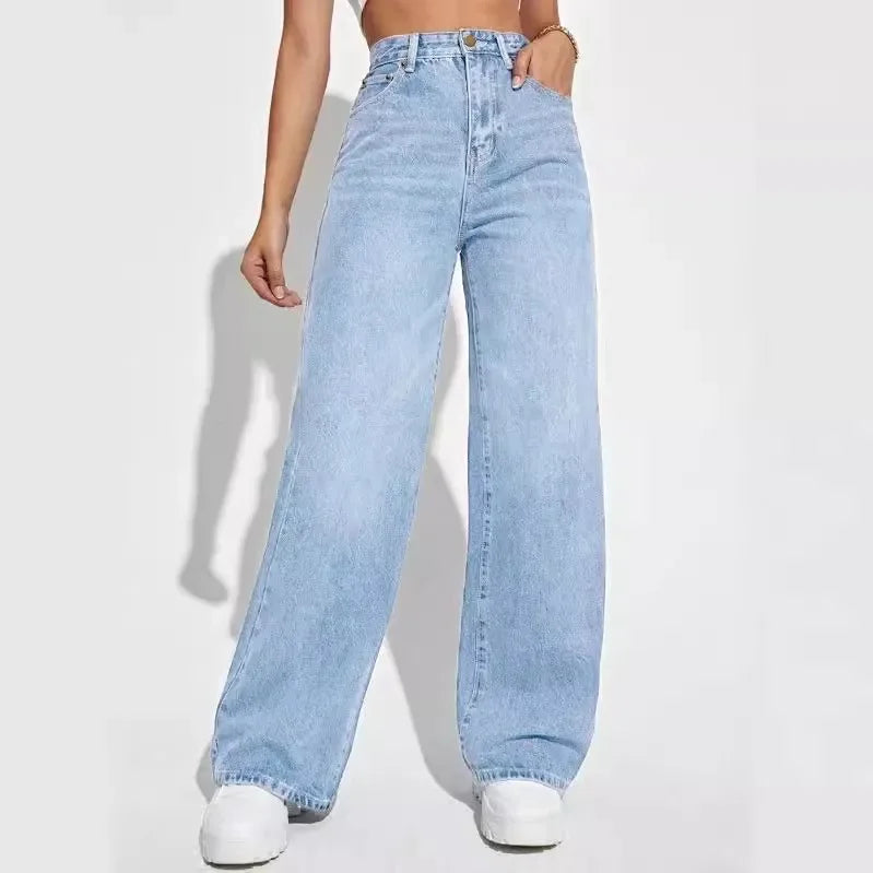 "Vintage Vibes – High-Waist Wide-Leg Jeans for Effortless Y2K Chic & Everyday Comfort"