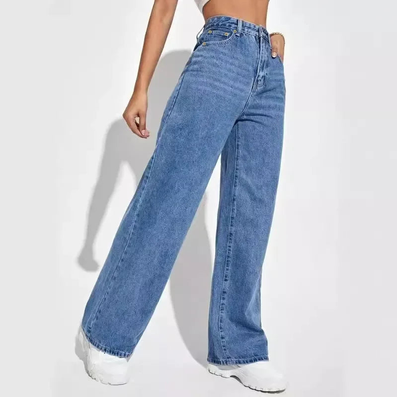 "Vintage Vibes – High-Waist Wide-Leg Jeans for Effortless Y2K Chic & Everyday Comfort"