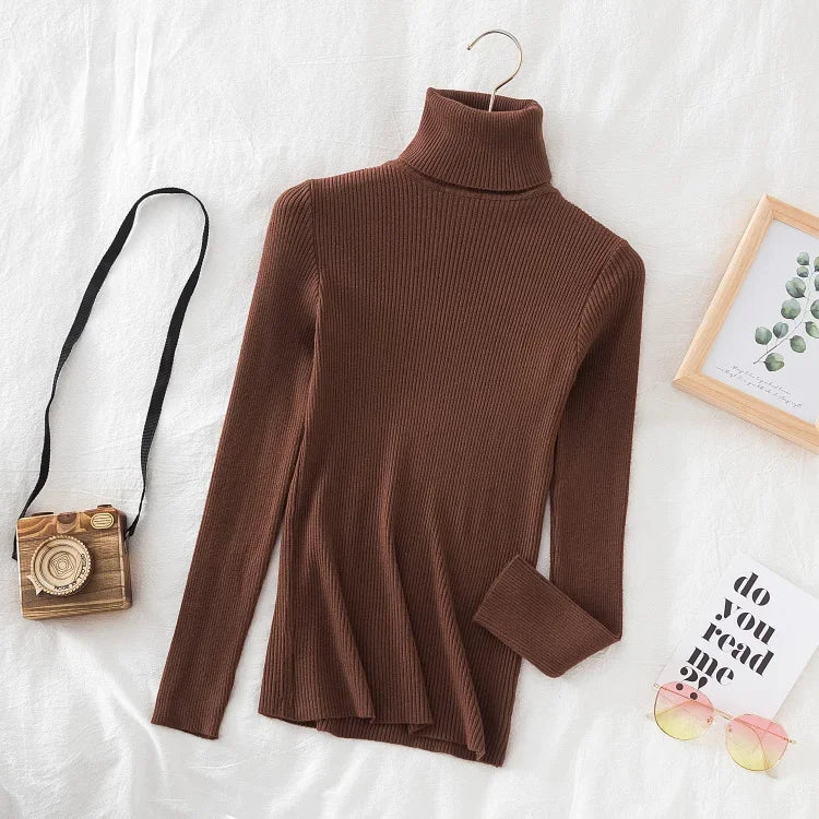 "Soft Elegance – Cozy Turtleneck Knit Sweater for Effortless Autumn & Winter Style"