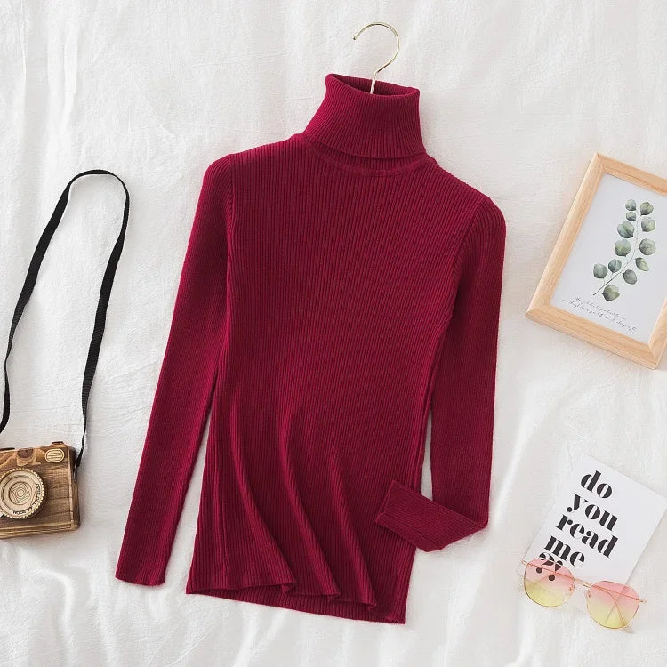 "Soft Elegance – Cozy Turtleneck Knit Sweater for Effortless Autumn & Winter Style"