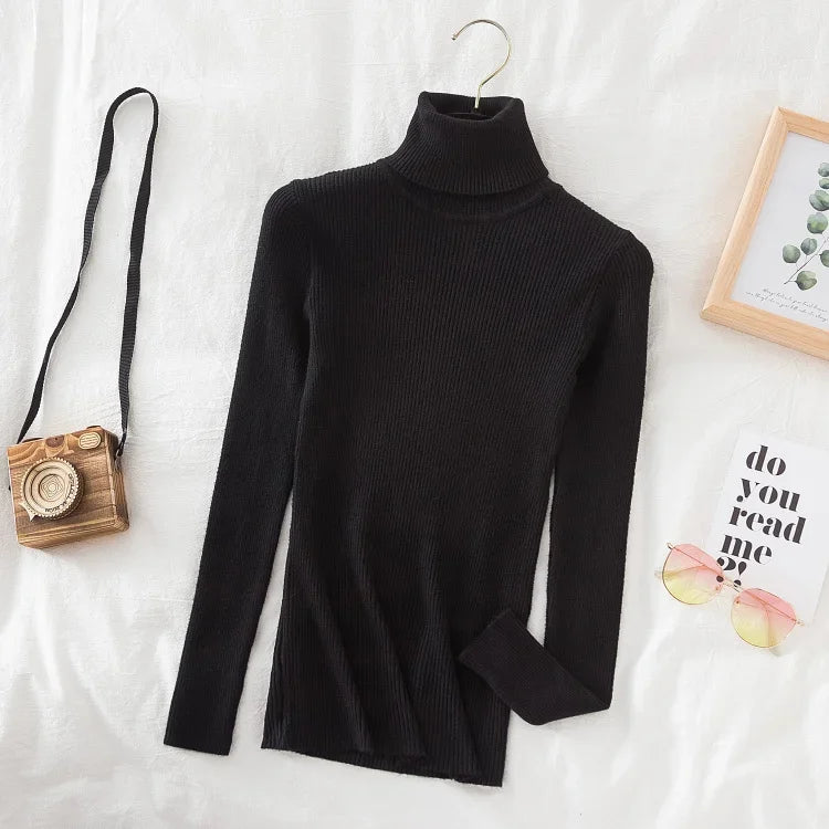 "Soft Elegance – Cozy Turtleneck Knit Sweater for Effortless Autumn & Winter Style"
