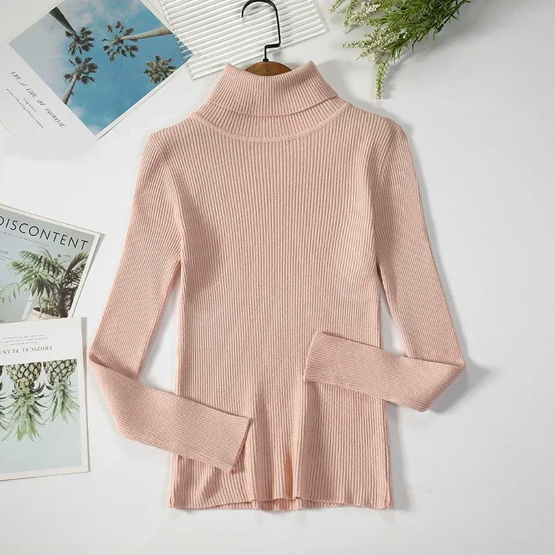"Soft Elegance – Cozy Turtleneck Knit Sweater for Effortless Autumn & Winter Style"
