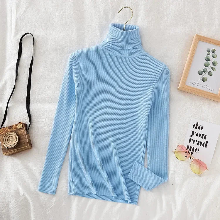 "Soft Elegance – Cozy Turtleneck Knit Sweater for Effortless Autumn & Winter Style"