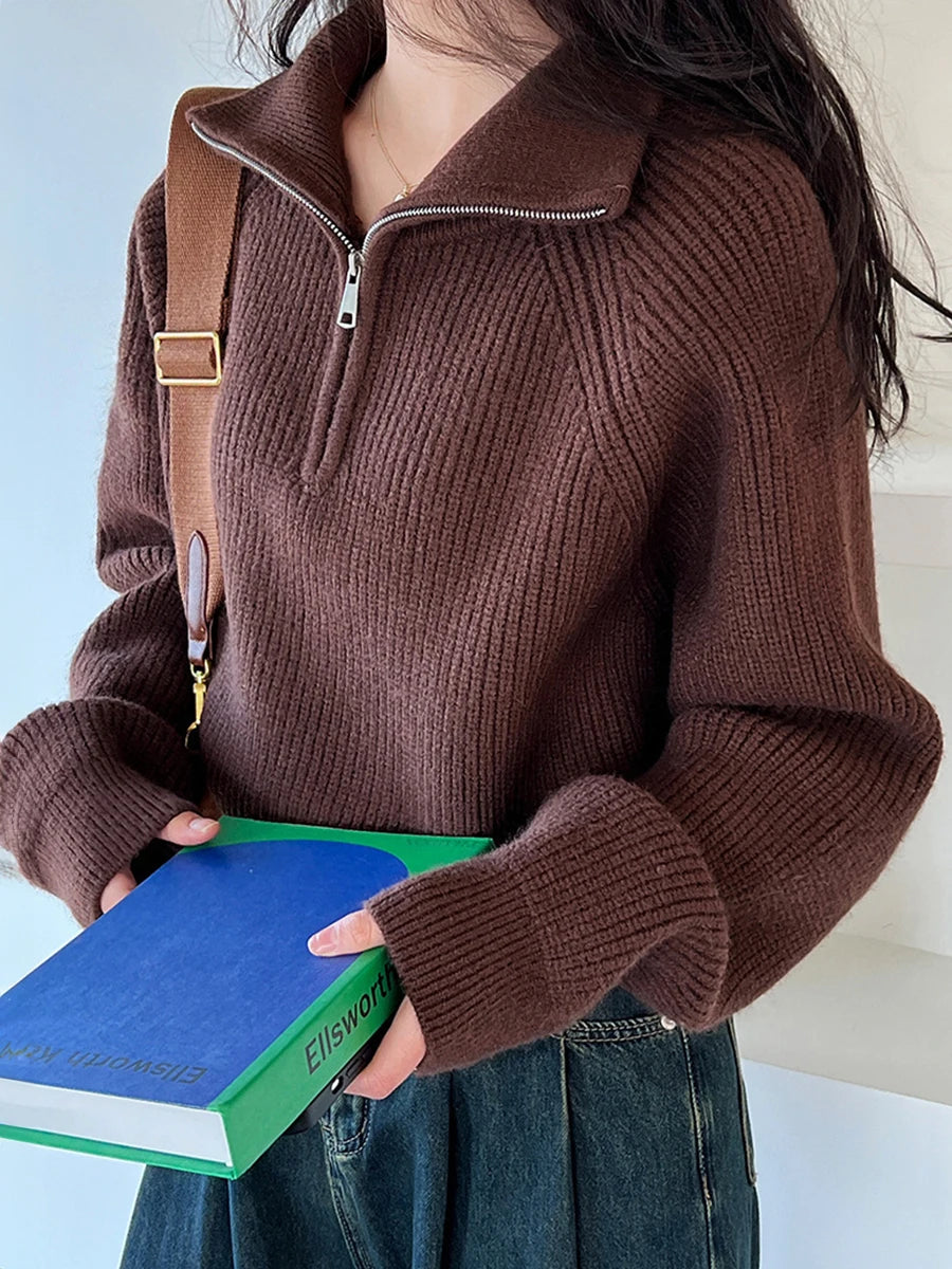 Cozy Elegance – The Must-Have High Collar Knit Sweater of the Season