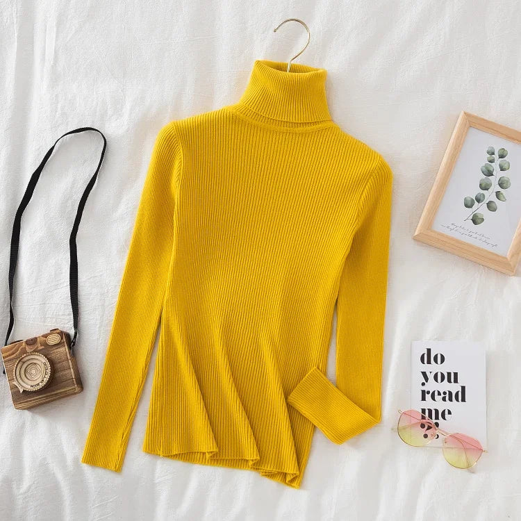 "Soft Elegance – Cozy Turtleneck Knit Sweater for Effortless Autumn & Winter Style"