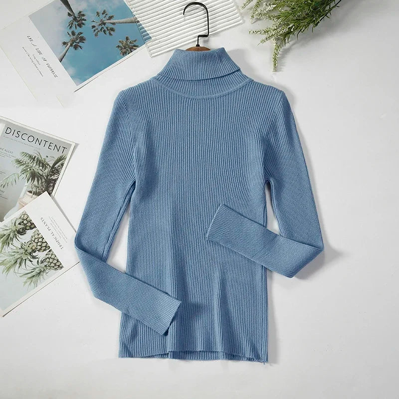 "Soft Elegance – Cozy Turtleneck Knit Sweater for Effortless Autumn & Winter Style"