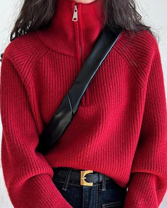 Cozy Elegance – The Must-Have High Collar Knit Sweater of the Season
