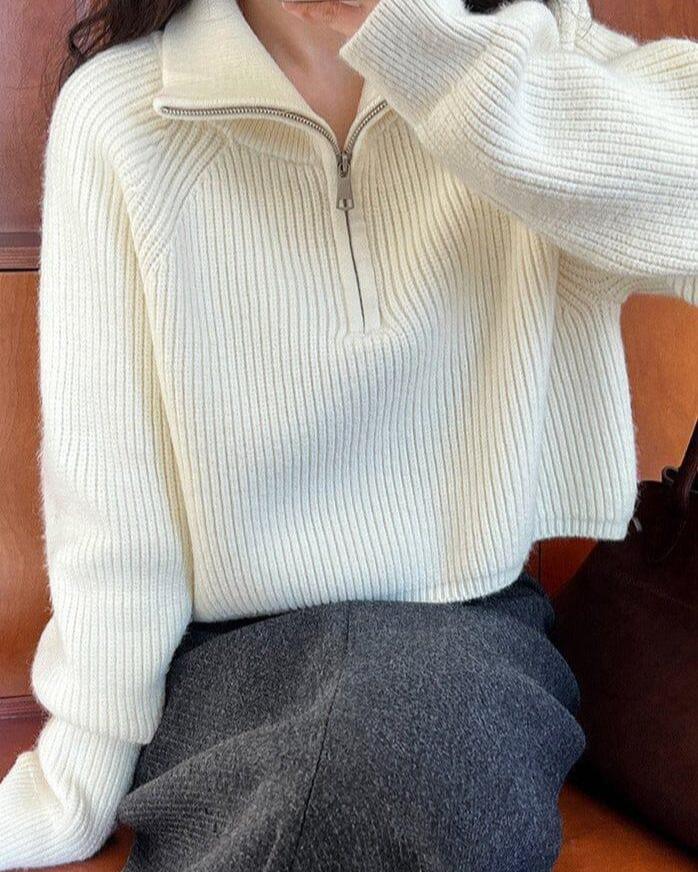 Cozy Elegance – The Must-Have High Collar Knit Sweater of the Season