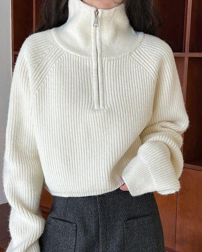 Cozy Elegance – The Must-Have High Collar Knit Sweater of the Season